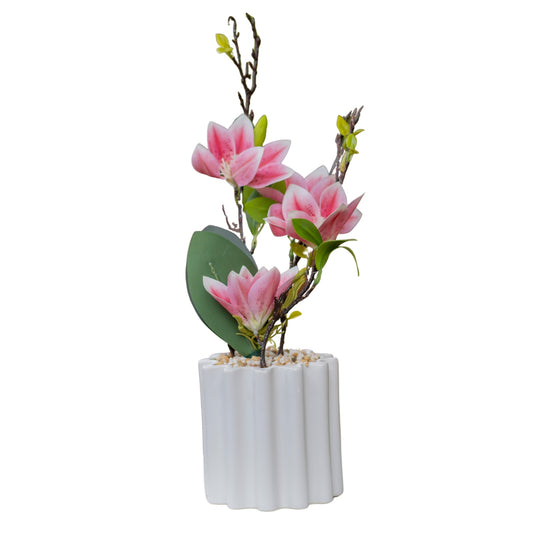 Lily Magnolia artificial tree and ceramic vase